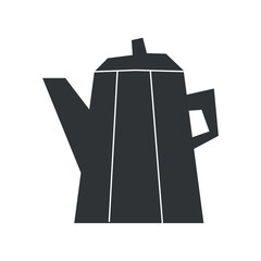 Wall Mural - Vector isolated illustration with kitchen equipment - flat kettle. Black symbol of cozy home - teapot. Decorative minimalistic object has geometric shapes on white background