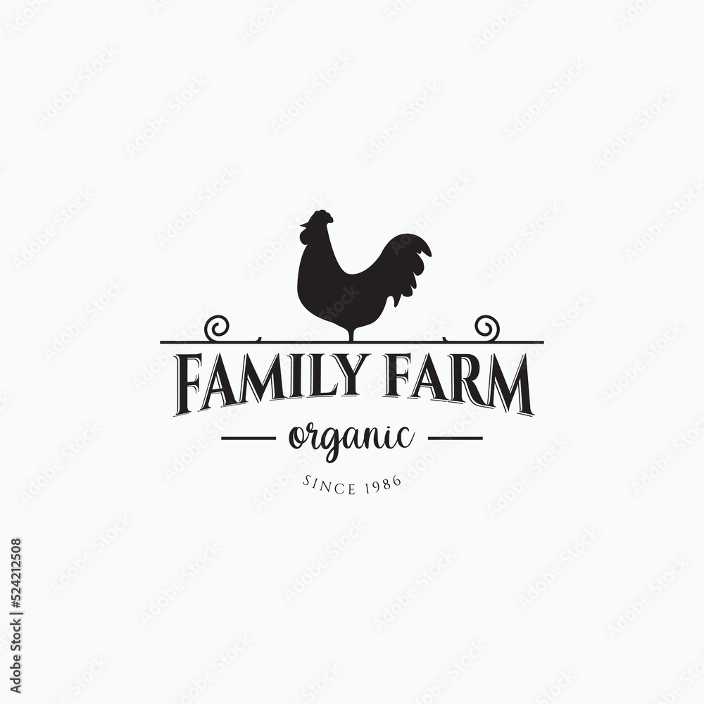 Vintage silhouette chicken farm vector illustration design. Simple ...