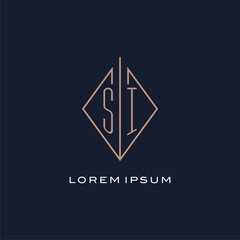 Monogram SI logo with diamond rhombus style, Luxury modern logo design