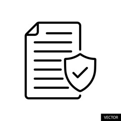 Poster - Privacy policy, Valid document concept vector icon in line style design for website design, app, UI, isolated on white background. Editable stroke. Vector illustration.