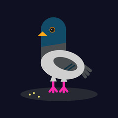 cartoon pigeon in modern geometric flat design style. Isolated vector icon illustration.