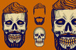 © ngupakarti - skull head with hair and mustache vector illustration