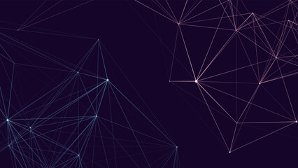 Network connection structure. Abstract blue background with moving dots and lines. Futuristic illustration. Digital technology design. Vector illustration.