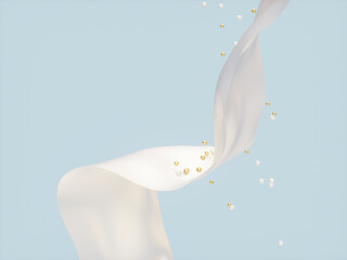 Poster - Beauty fashion smooth elegant flying cloth for product display. 3d rendering.