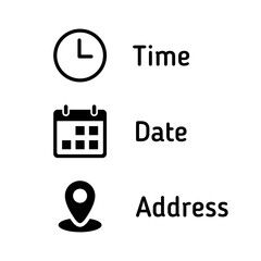 Aufkleber - Time, date, and address icon vector. Event elements sign symbol