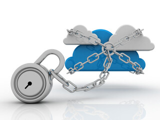 Poster - 3d rendering Cloud computing, security