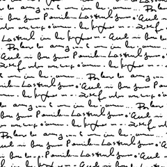 Aufkleber - Handwritten abstract text seamless pattern, vector monochrome script background, hand drawn illustration