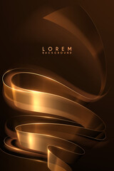 Wall Mural - Abstract golden ribbon with light lines