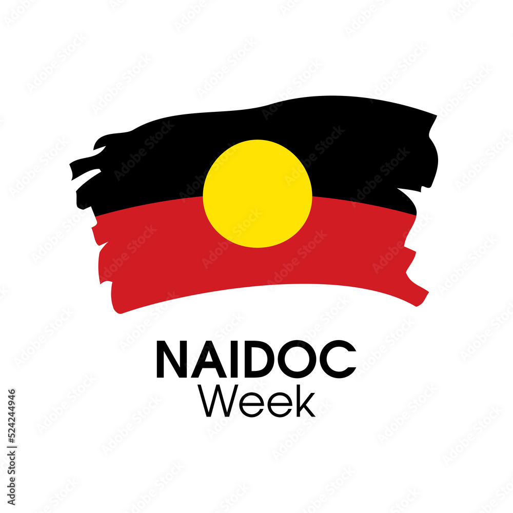 NAIDOC Week Poster with Australian Aboriginal Flag vector. Abstract ...