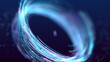 3D Abstract blue and purple particles vortex design. Digital light glow particle tornado background. Seamless looping animation.