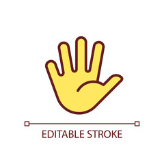 Poster - Hand with splayed fingers pixel perfect RGB color icon. Non verbal communication. Body language. Isolated vector illustration. Simple filled line drawing. Editable stroke. Arial font used