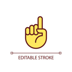 Poster - Attention sign pixel perfect RGB color icon. Raised up index finger. Informative hand gesture. Isolated vector illustration. Simple filled line drawing. Editable stroke. Arial font used