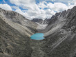 mountains glacier lake stones summer drone
