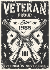 Wall Mural - Military veteran poster monochrome vintage