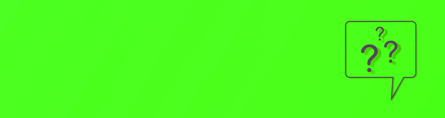 Fototapete - Question mark with shadow on green background. Banner for insertion into site. Place for text cope space. 3d image. 3d rendering.