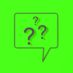 Fototapete - Question mark with shadow on green background. 3d image. 3d rendering. Square image.