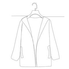 Wall Mural - cloak, coat on a hanger one continuous line drawing, vector