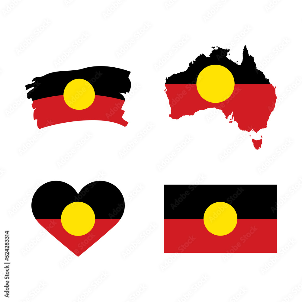 Australian Aboriginal Flag icon set vector. Australian Aboriginal Flag icon set vector isolated on a white background. Symbol of Aboriginal people of Australia design element