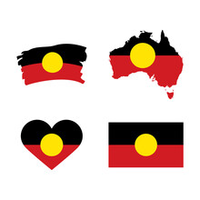 Australian Aboriginal Flag Icon Set Vector. Australian Aboriginal Flag Icon Set Vector Isolated On A White Background. Symbol Of Aboriginal People Of Australia Design Element