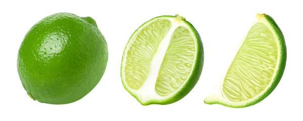 Canvas Print - Fresh lime and half isolated on white background, collection, cut out