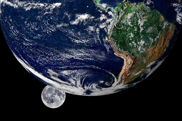 Wall Mural - moon globe on black background
