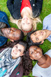 © track5 - Teenage Students, circle of friends. A friendly group of diverse school friends looking directly into the camera. From a series of related images.
