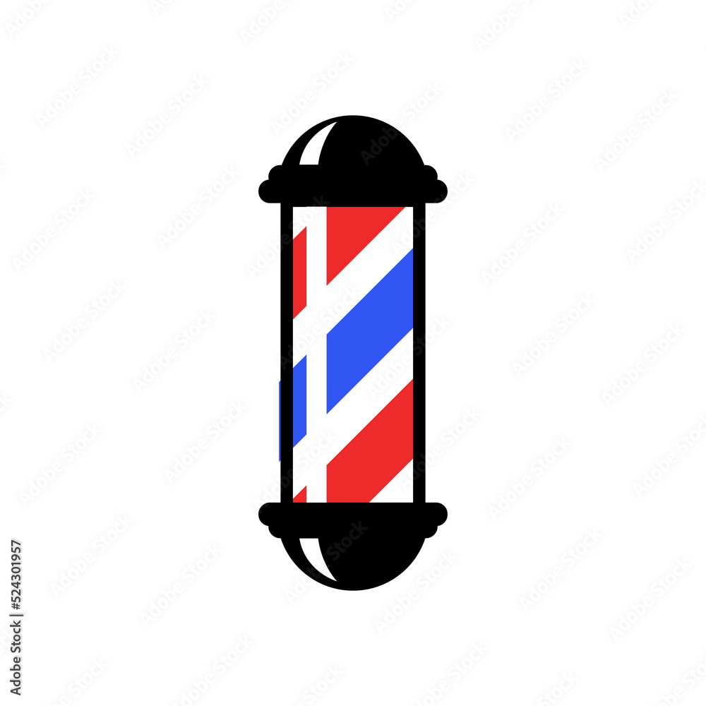 Barber pole in front of the barber shop Stock Illustration | Adobe Stock, image size:1000x1000