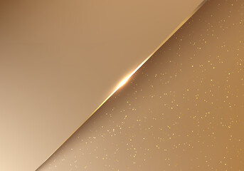 Wall Mural - Elegant golden paper cut luxury background with gold diagonal line and glitter lighting effect