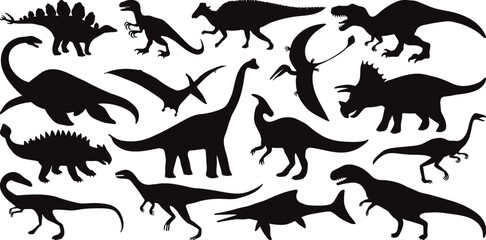 Wall Mural - 
Dinosaur isolated Vector Silhouettes