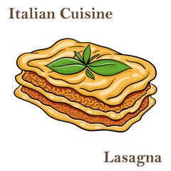 Wall Mural - Traditional italian lasagna with minced beef bolognese sauce
