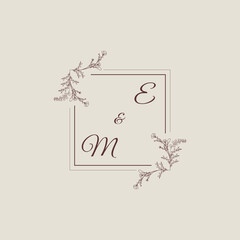 Poster - EM line square wedding initial logo design which is good for branding
