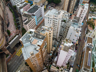 Canvas Print - Top view of Hong Kong city