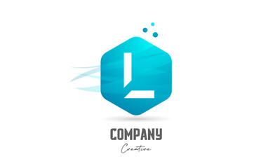 hexagon L letter alphabet logo icon design with blue color and dots. Creative template for company and business