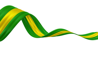 Wall Mural - Ribbon of Brazil colors in 3d render