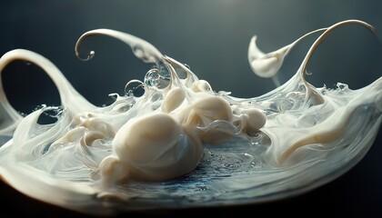 Fototapete - A splash of milk on the water surface.