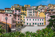 Riomaggiore colorful houses in town. Cinque Terre, Italy.