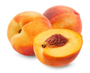Wall Mural - peaches isolated. ripe peaches on a white background. fresh fruits.