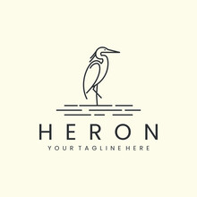 Heron Bird With Minimalist Linear Style Logo Vector Icon Design. Pelican, Flamingo, Template Illustration