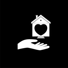 Canvas Print - Home care icon isolated on dark background