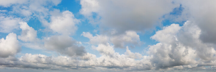 Wall Mural - blue dramatic cloudy sky at the horizon panoramic view