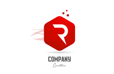 Sticker - R red hexagon letter alphabet logo icon design. Creative template for business and company