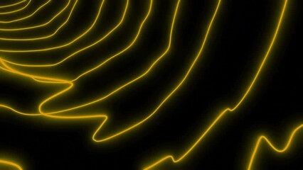 Poster - Dark background with bright yellow lines. Design.Shiny gold-colored shoelaces twitch in different directions in cartoon animation.