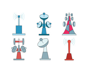 Poster - network and communication tower icons vector illustration