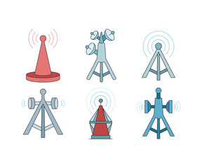 Poster - network and communication tower icons vector illustration