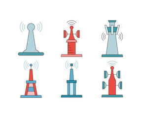 Poster - network and communication tower icons vector illustration