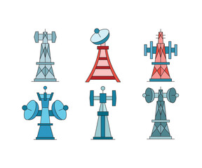 Poster - network and communication tower icons vector illustration