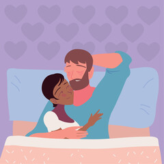 Sticker - couple together in bed