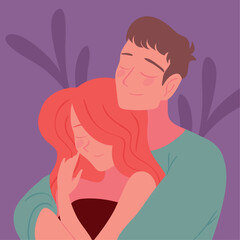 Wall Mural - man hugs a woman