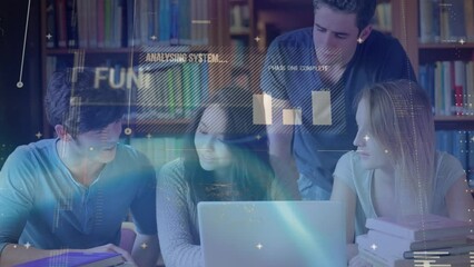Poster - Animation of data processing over diverse students with laptop