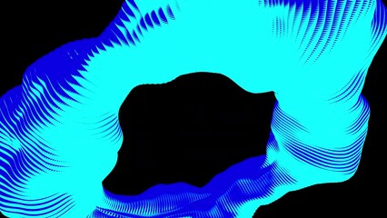 Poster - A huge neon blue cloud. Design.A black background on which a blue ring of paint glitters in abstraction.